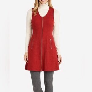 Krimson Klover Red Merino Wool Zip Front Tank Dress Sz Medium